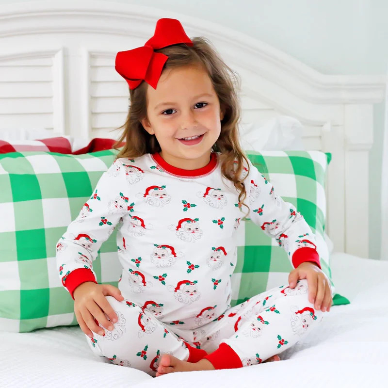 Vintage Santa White Pajamas | Classic Whimsy