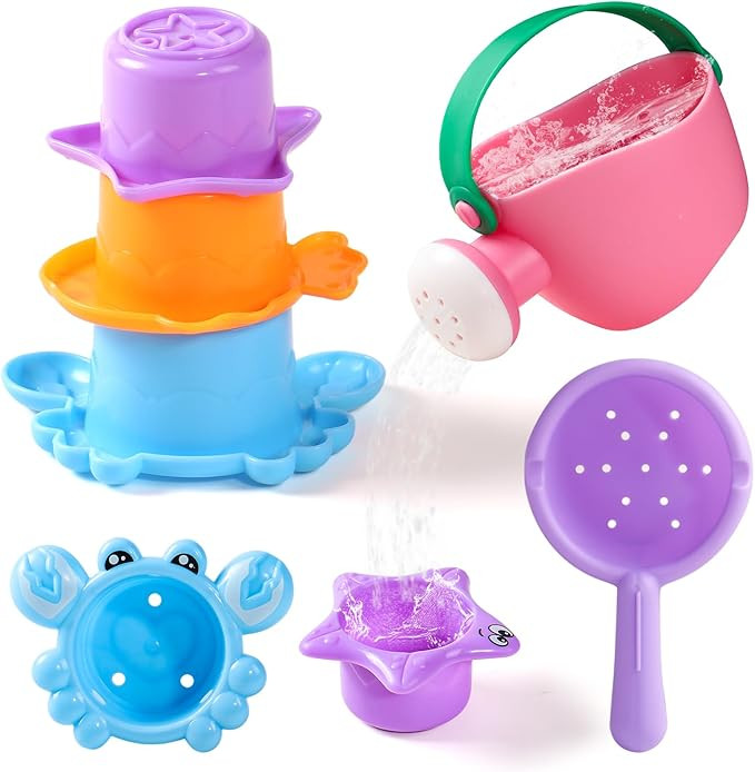 Baby Bath Toys for Kids Ages 1-3 5 PCS Mold Free Toddler Bath Toys for 2-4 Bathtub Water Toys Chr... | Amazon (US)