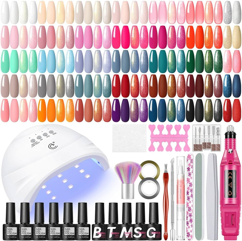 COSCELIA 53pcs Gel Nail Polish Kit with U V light and Drill Starter Kit 35 Colors Gel Nail Polish... | Amazon (US)