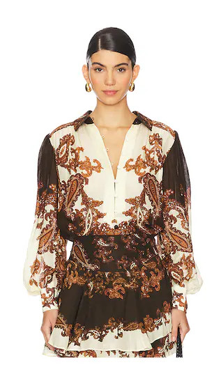 Boho Shirt in Brown Mix | Revolve Clothing (Global)