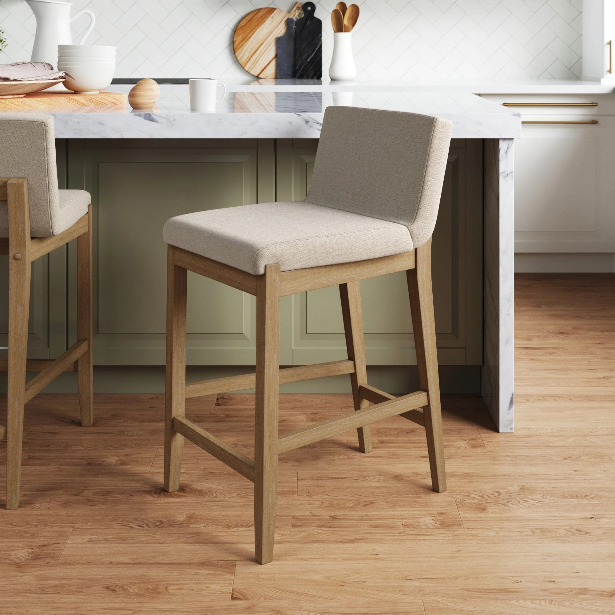 Wood Counter Height Bar Stool Flax | Nathan James