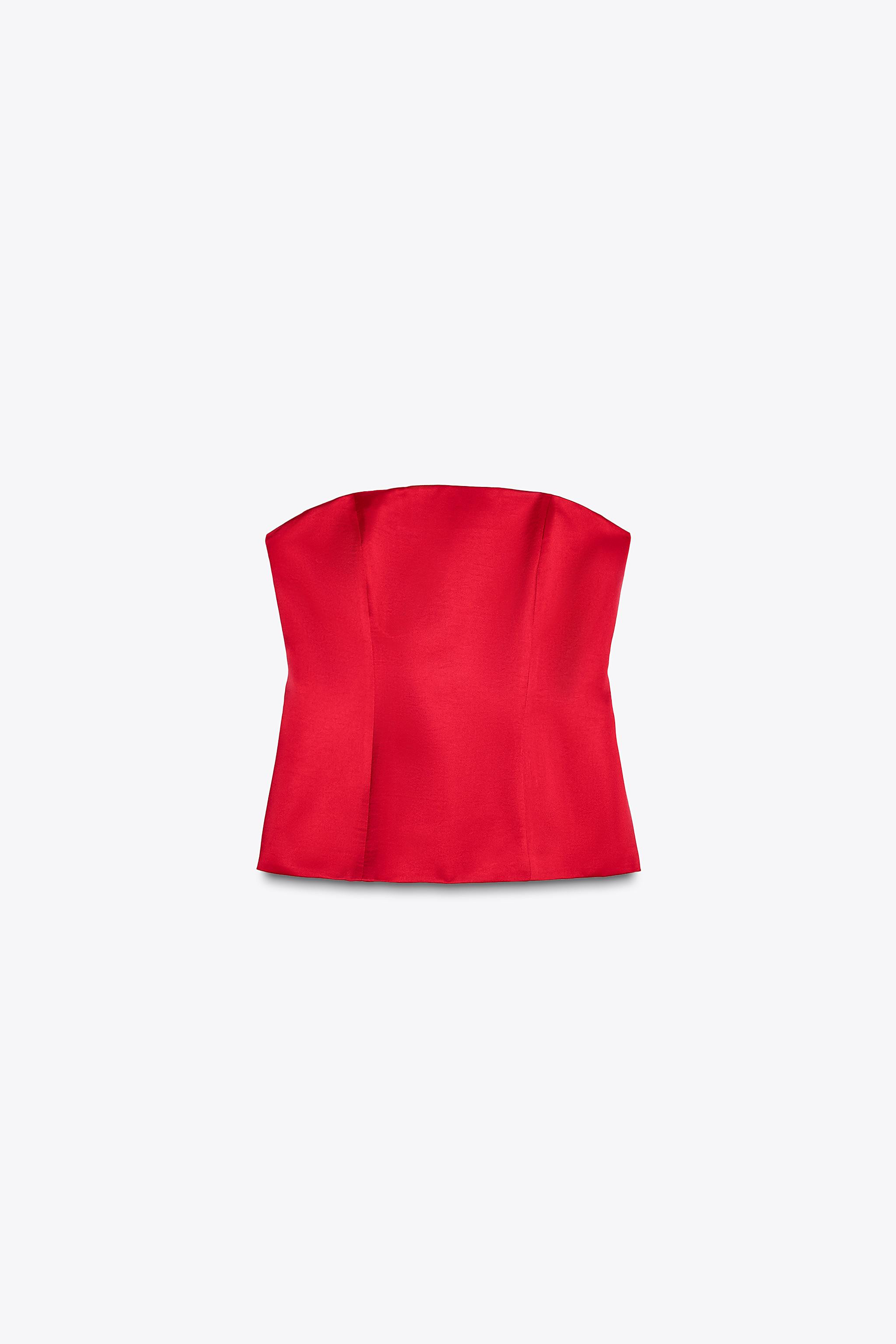 STRAPLESS SATIN EFFECT TOP | Zara US