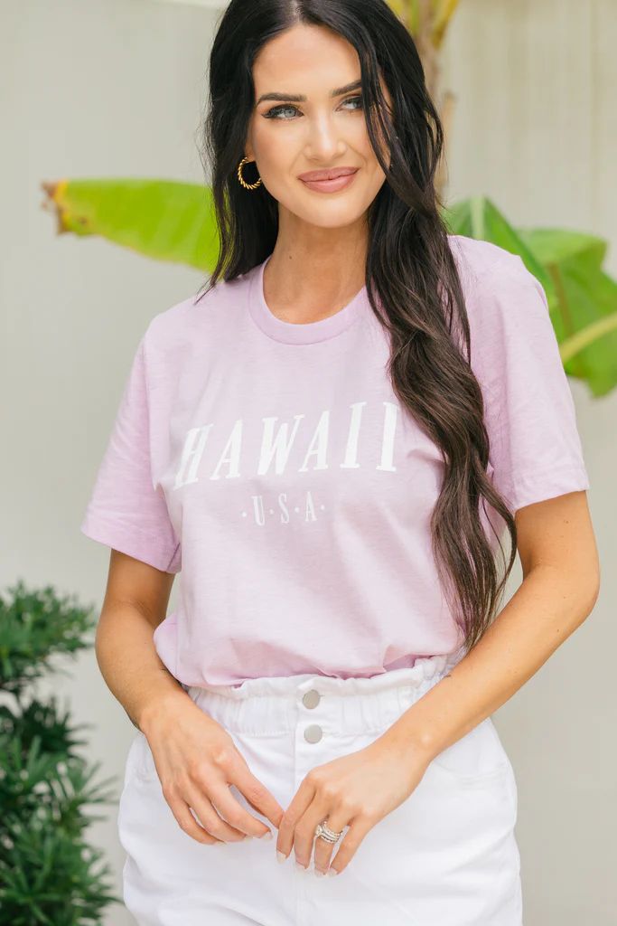 Hawaii USA Heather Lilac Purple Graphic Tee | The Mint Julep Boutique