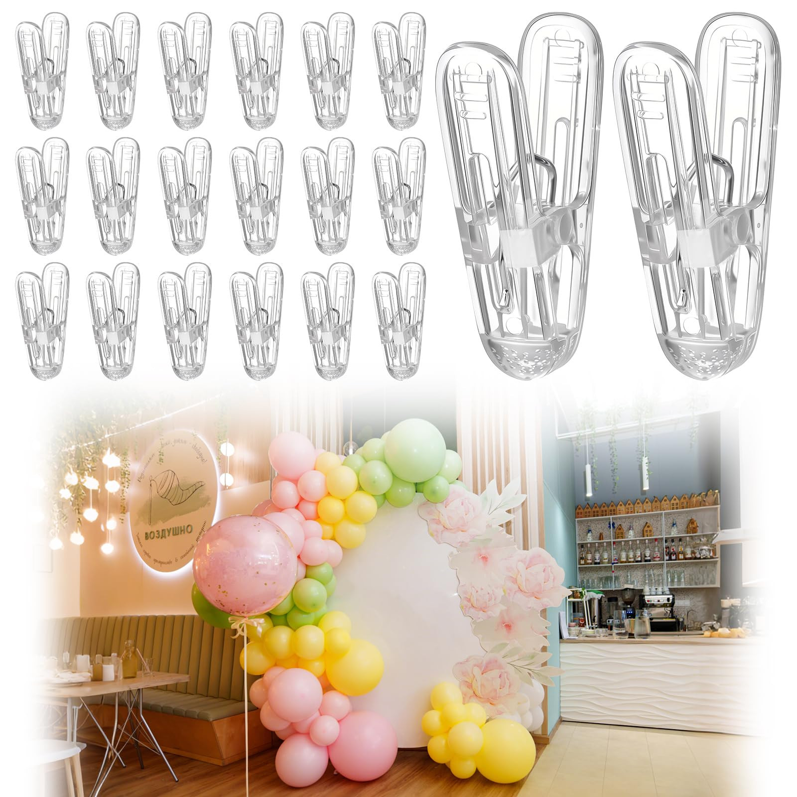 LemonRoad 20 Pack Balloon Arch Clips Plastic Spring Clamps 2.4 Inch Heavy Duty Clip for Balloon A... | Amazon (US)