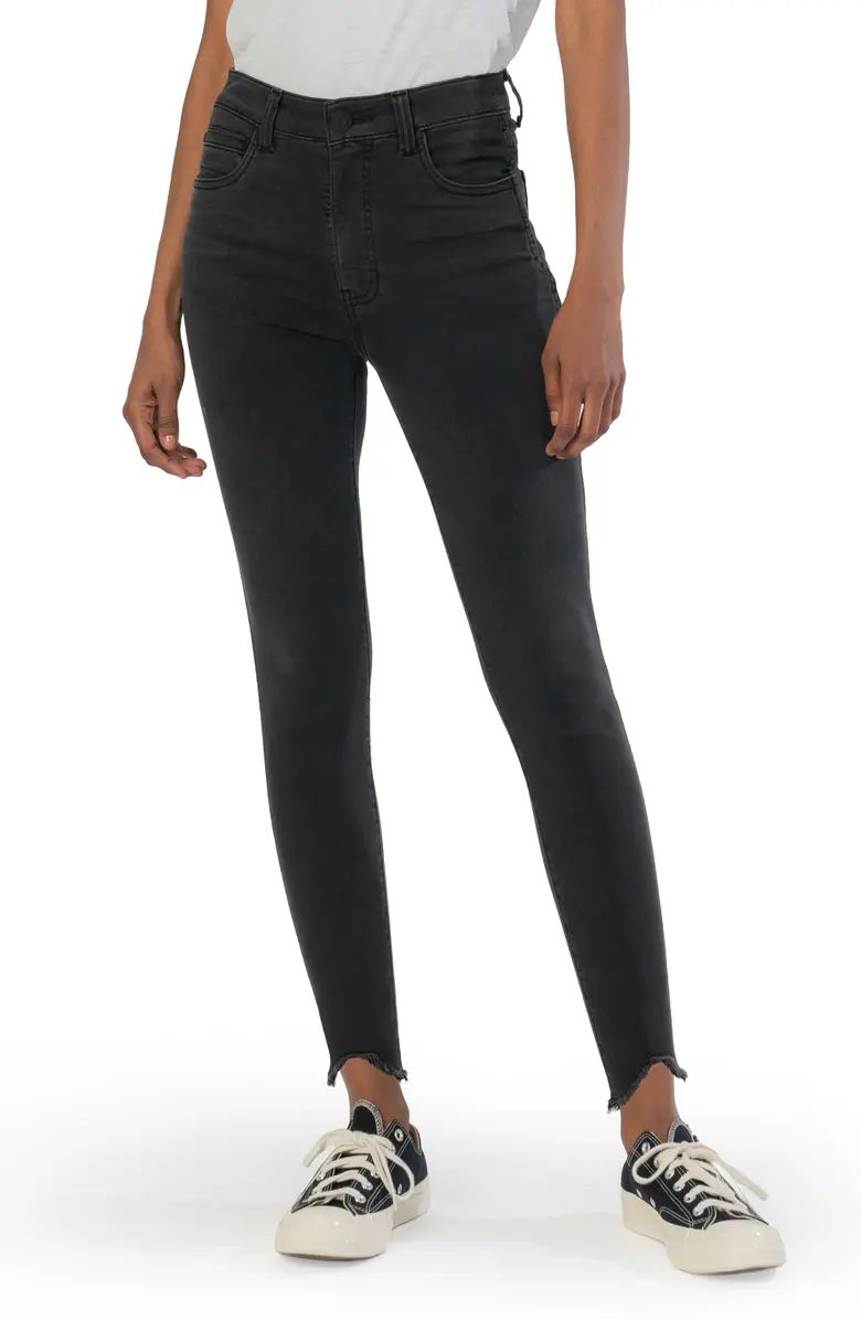 Donna Fab Ab High Waist Frayed Curve Hem Skinny Jeans | Nordstrom