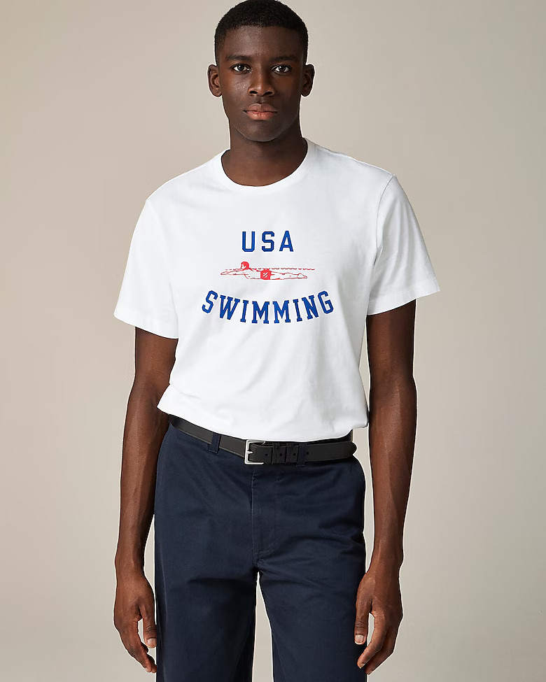 Limited-edition USA Swimming® X J.Crew Broken-in graphic T-shirt | J. Crew US