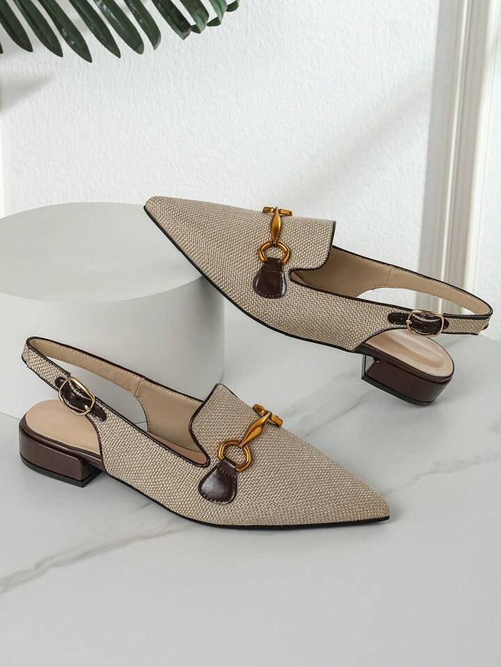 New Arrival Pointed Toe Color Block Women's Flat Shoes | SHEIN