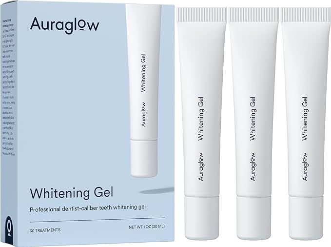 Auraglow Teeth Whitening Gel Refill Pack, (3) 10mL Syringe Tubes, 35% Carbamide Peroxide, 30+ Tre... | Amazon (US)