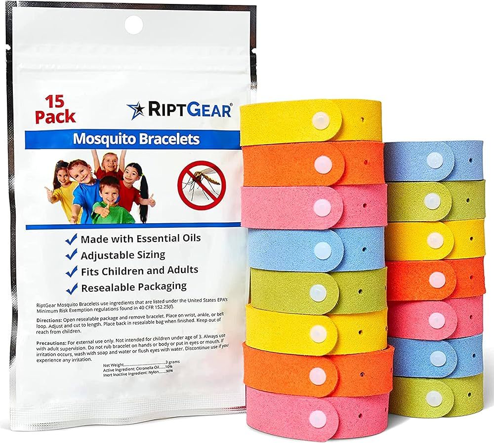 RiptGear Mosquito Bracelets - 15 Pack of Mosquito Bracelets for Kids and Adults, Insect Bracelet,... | Amazon (US)