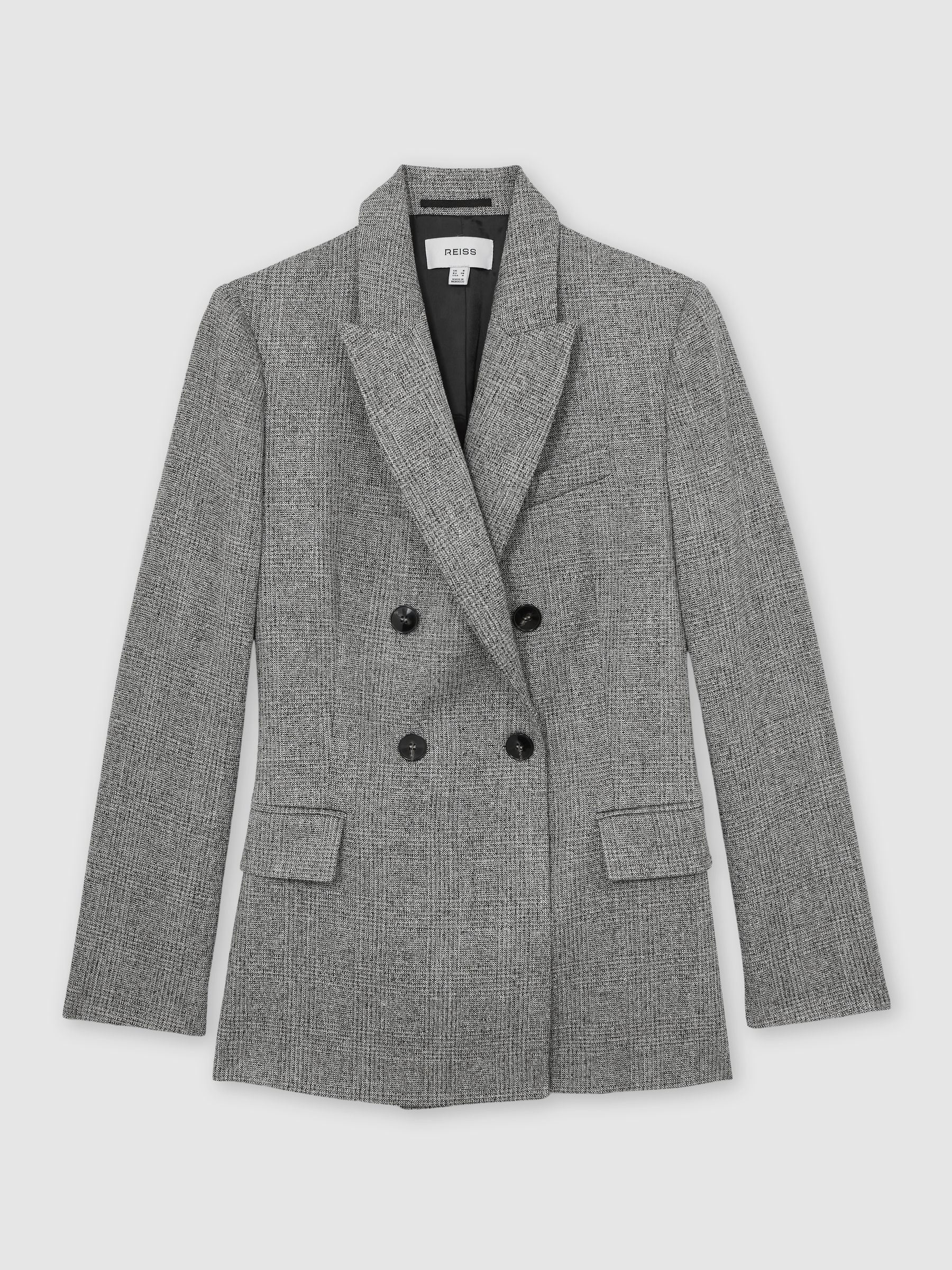 Double-Breasted Textured Suit Blazer in Grey | Reiss UK