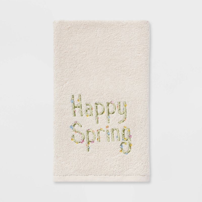 Happy Spring Embroidered Easter Hand Towel White - Threshold™ | Target