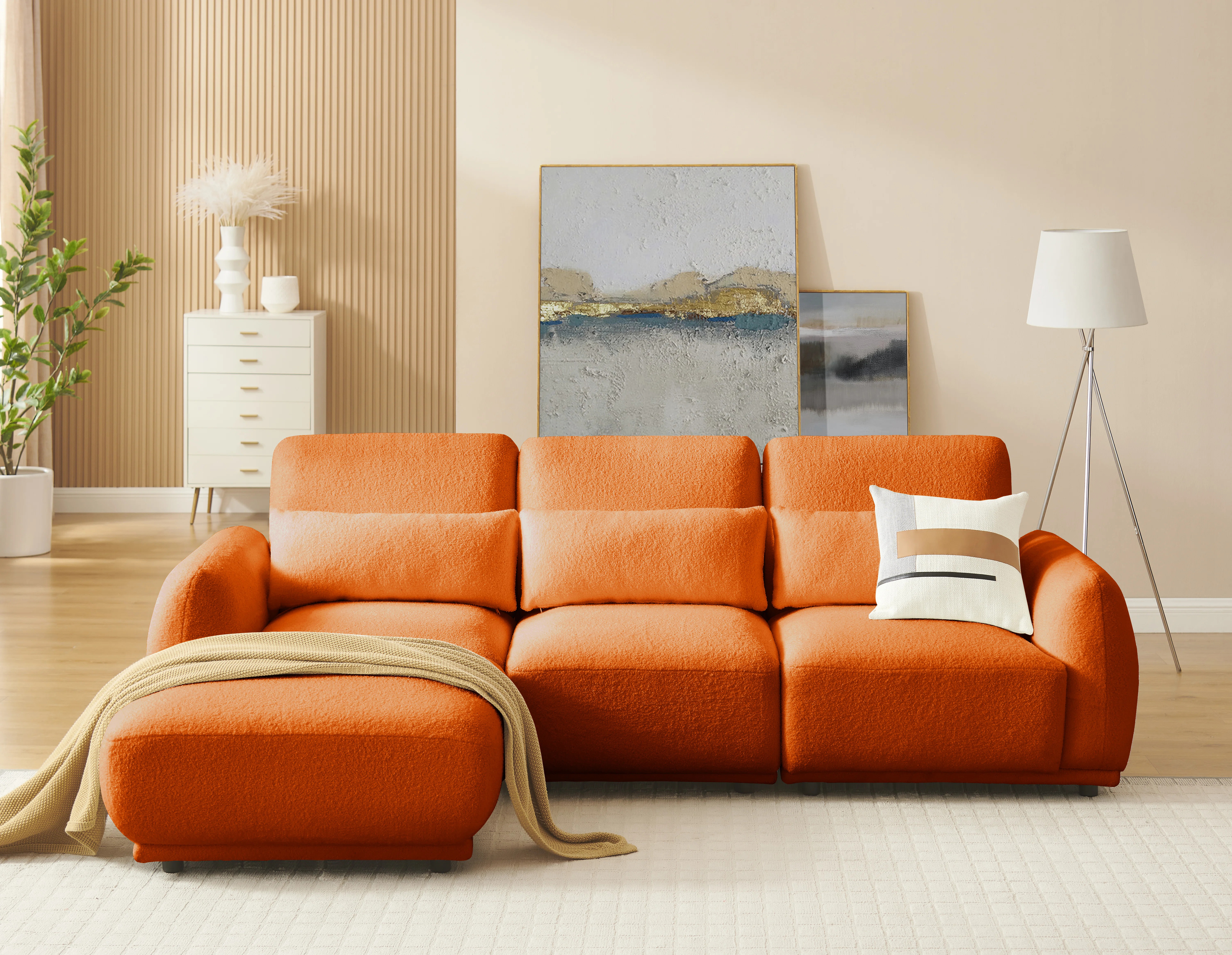 Latitude Run® Ballyrobert 4 - Piece Upholstered Sectional Teddy Wool Modern Sectional Sofa 3 Sea... | Wayfair North America