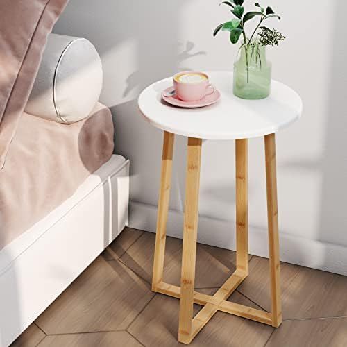 BAMEOS Side Table Modern Nightstand Round Side End Accent Coffee Table for Living Room Bedroom Ba... | Amazon (US)