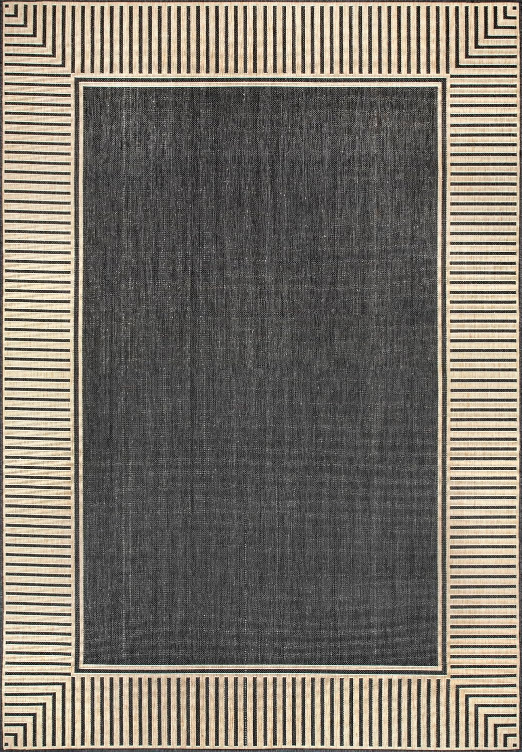 Nuloom Asha Dark Grey/Ivory, 6'7" x 9', Casual, Striped Border, Soft and Cozy, High Traffic, Stai... | Amazon (US)