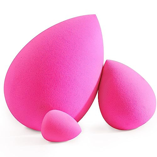 BEAKEY Trio Set Large, Mini and Standard Makeup Sponges with Soft and Bouncy Touch, Beauty Sponges Blender in Rose Pink for Powder, Cream and Liquid Blending | Amazon (US)