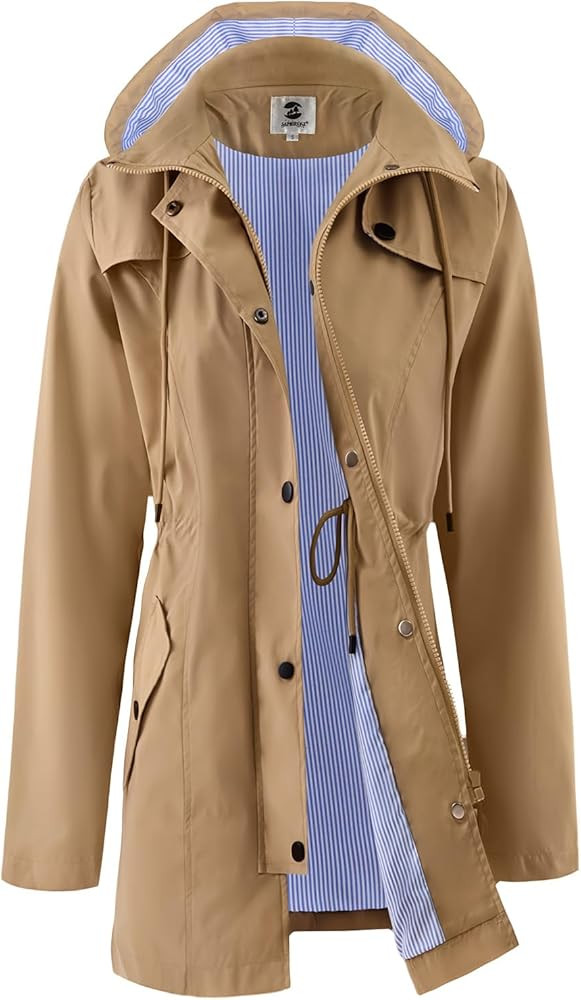 SaphiRose Women's Long Rain Jacket Waterproof Rain Coat with Hood Outdoor Light Raincoats Windbre... | Amazon (US)