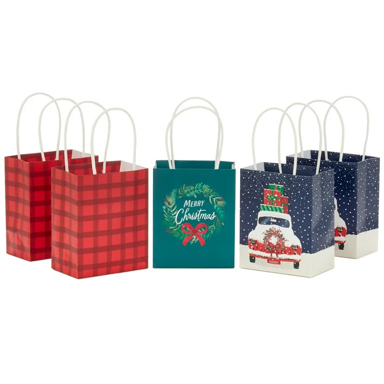 Hallmark Christmas Mini Gift Bag Assortment (5 Bags: Mini) Snowy Truck, Red Plaid, Merry Christma... | Walmart (US)