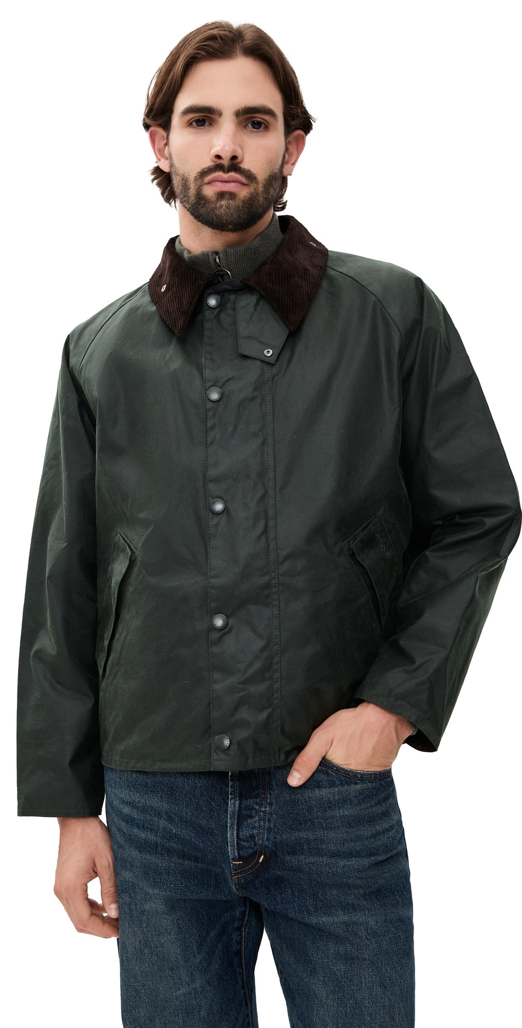 Barbour OS Transport Wax Jacket Sage 42 | Shopbop