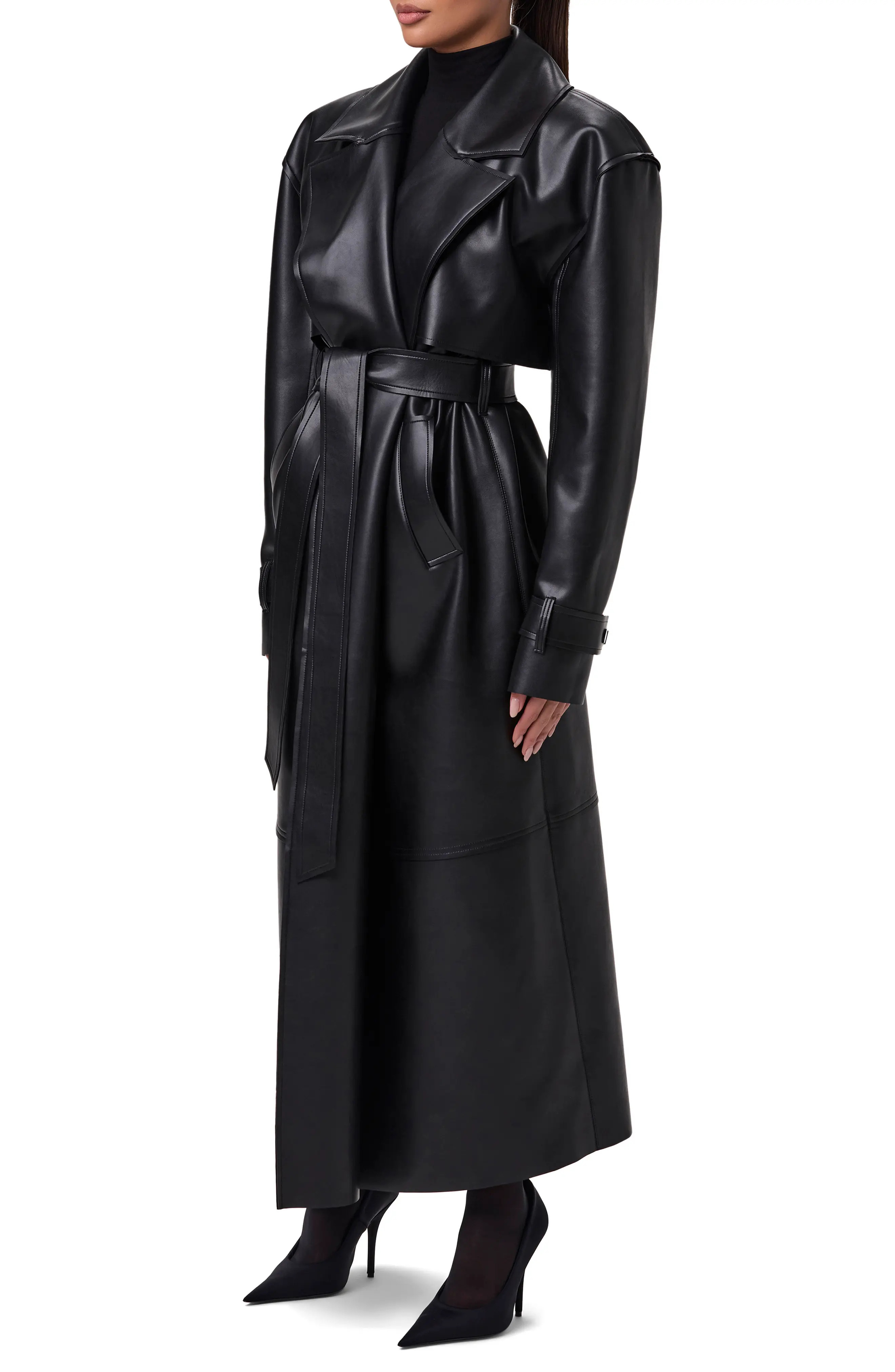 Naked Wardrobe Faux Leather Trench Coat (Women) | Nordstrom | Nordstrom