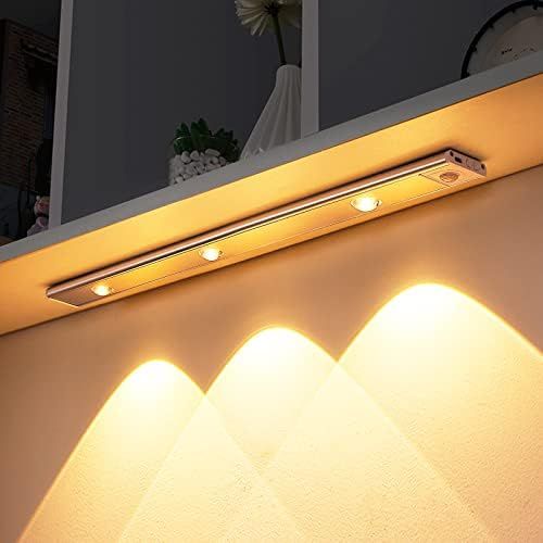 Under Cabinet Lights LED Motion Sensor Indoor, USB Rechargeable ,3 Light Modes Stepless Dimming Hill Light, 6500K Night Light for Closet Cabinet Kitchen Wardrobe (15.74in/40cm) | Amazon (US)