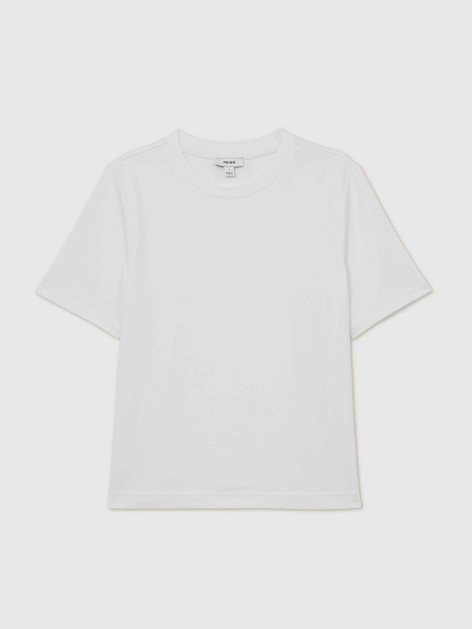 Reiss Stretch-Cotton Ribbed-Neck T-Shirt in White - REISS | Reiss UK