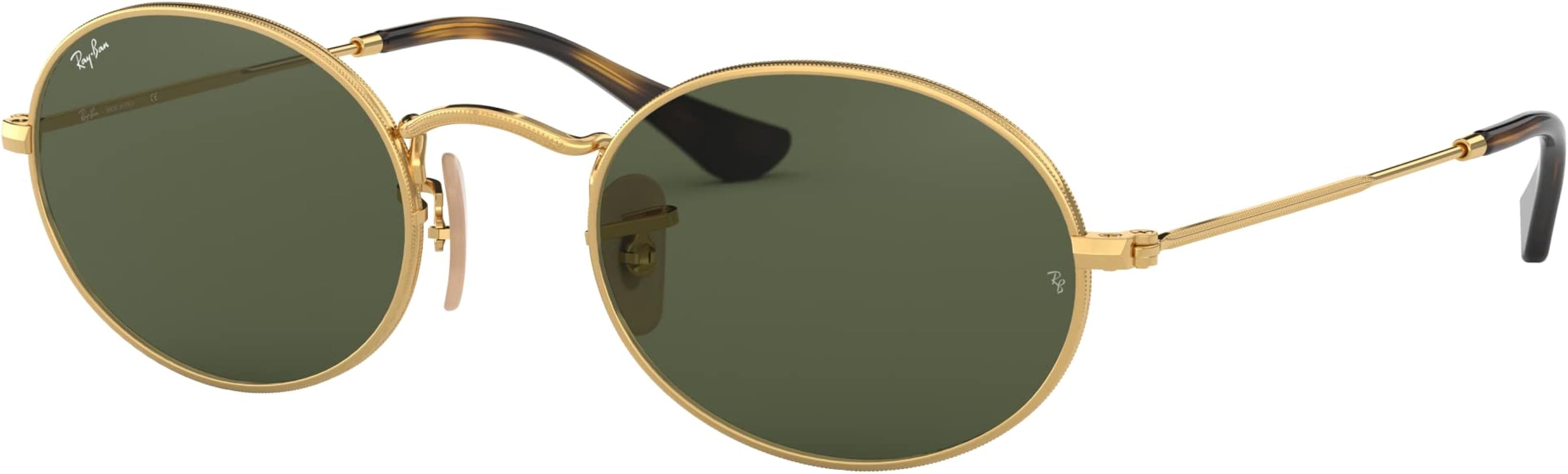 Ray-Ban Small Metal Oval Sunglasses in Gold Green RB3547N 001 51 | Amazon (UK)