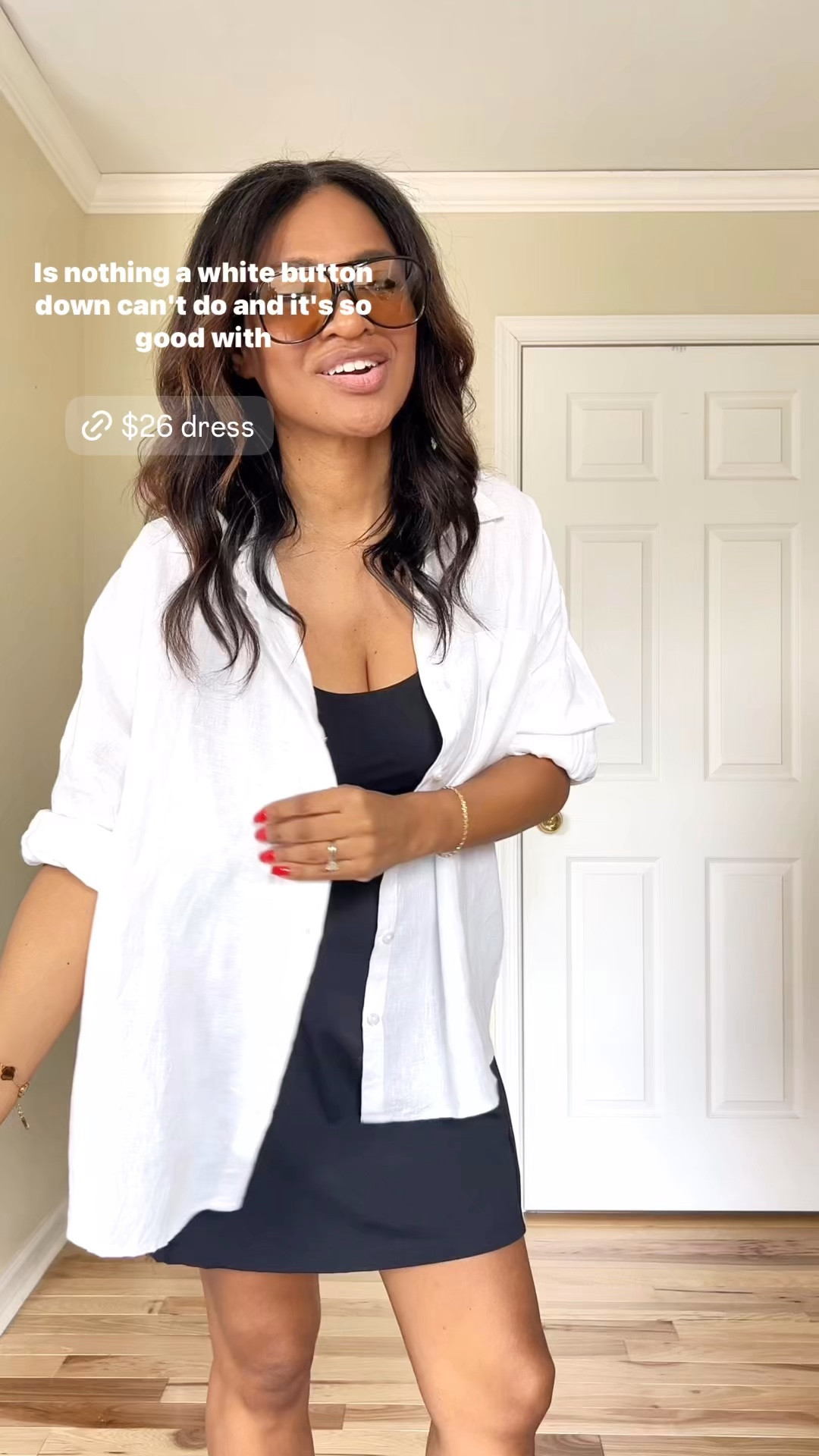 I’m wearing a small and the athletic dress from Walmart. And I’m also wearing a large and the button down. ￼

