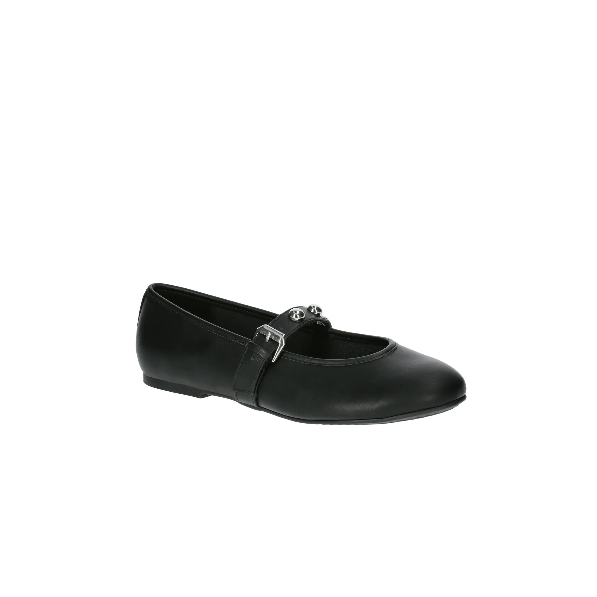 No Boundaries Faux Leather Mary Jane Flats with Studs, Women's | Walmart (US)
