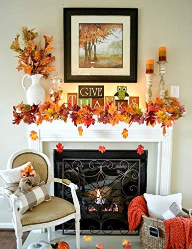 Amazon.com: DearHouse 2 Pack Fall Garland Maple Leaf, 5.9Ft/Piece 7 Colors Hanging Vine Garland A... | Amazon (US)