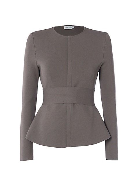 Belted Crepe Knit Curved Hem Jacket | Saks Fifth Avenue