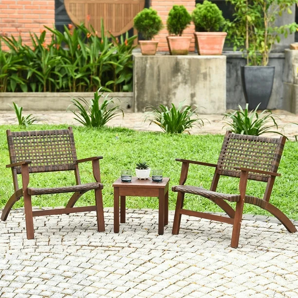 Costway 3PCS  Patio Rattan Furniture Set  Coffee Table | Walmart (CA)
