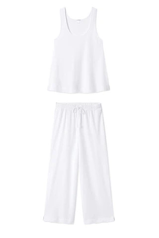 Pointelle Pajama Pants Set in White | LAKE Pajamas