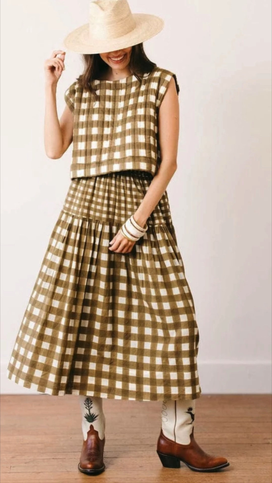 I want all of these new arrivals! Brown gingham, western looks, fall skirts!