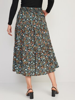 Floral-Print Tiered Button-Front Maxi Skirt for Women | Old Navy (US)