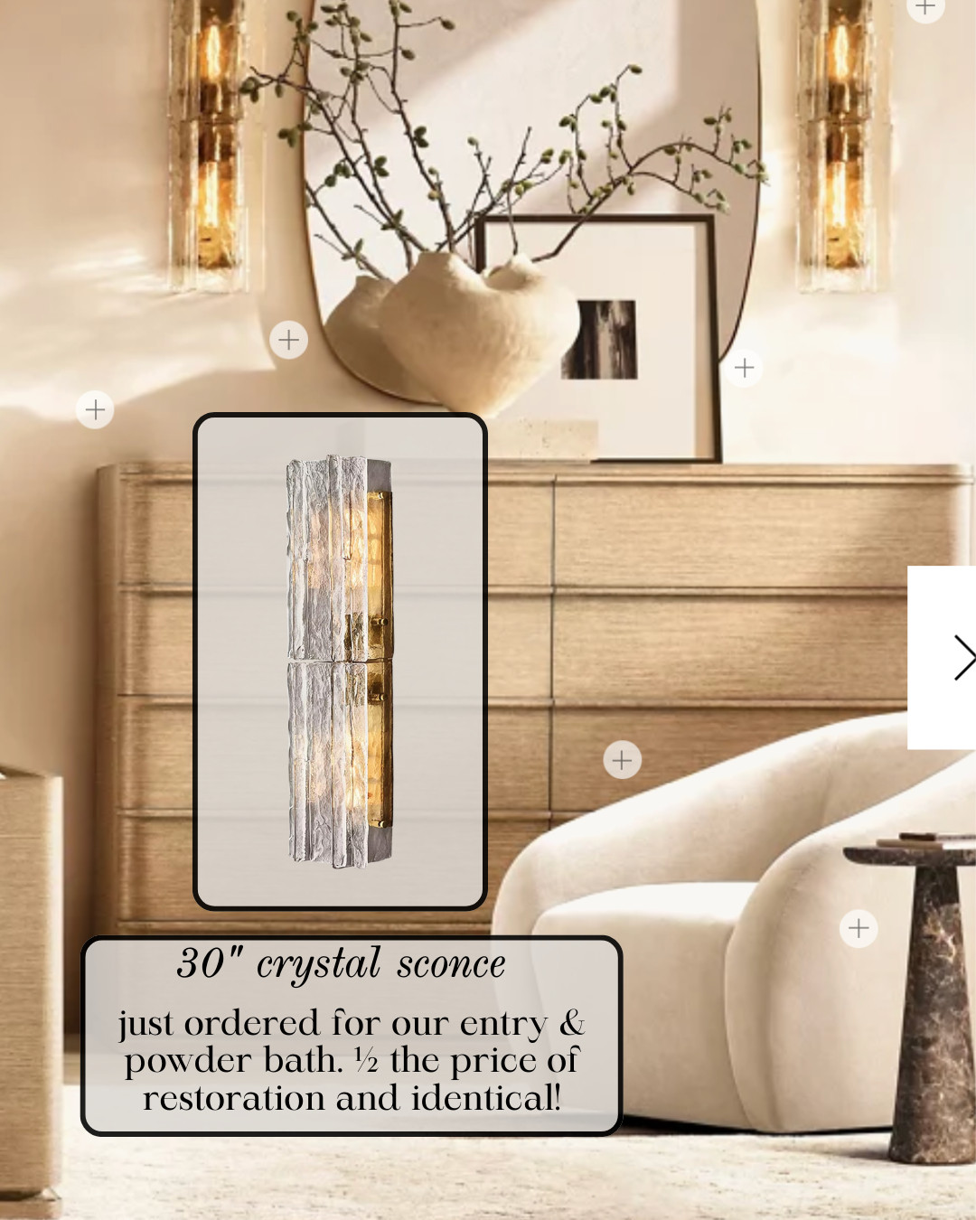TRENDING NOW — 30" CRYSTAL WALL SCONCE — LUXURY LIGHTING DUPE

This 30" CRYSTAL WALL SCONCE instantly elevates any space. I ordered these for our entryway and powder bath, and the look is identical to the designer version at a fraction of the price. The textured crystal gives off the most beautiful warm glow and adds that high-end luxury lighting feel.

#Amazon #TheHillaryStyle #LuxuryLighting #CrystalSconce #DesignerLightingDupe #EntrywayLighting #PowderBathDecor #NeutralHomeStyle #HighEndLookForLess #HomeLightingInspo 

 #LTKU #LTKOver40 #LTKHome