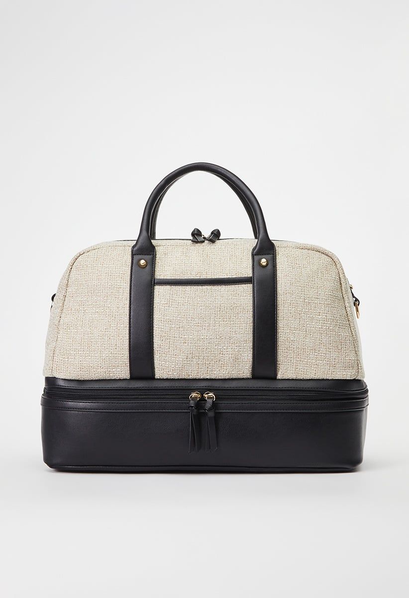 Paneled Weekender With Shoe Compartment | ShoeDazzle