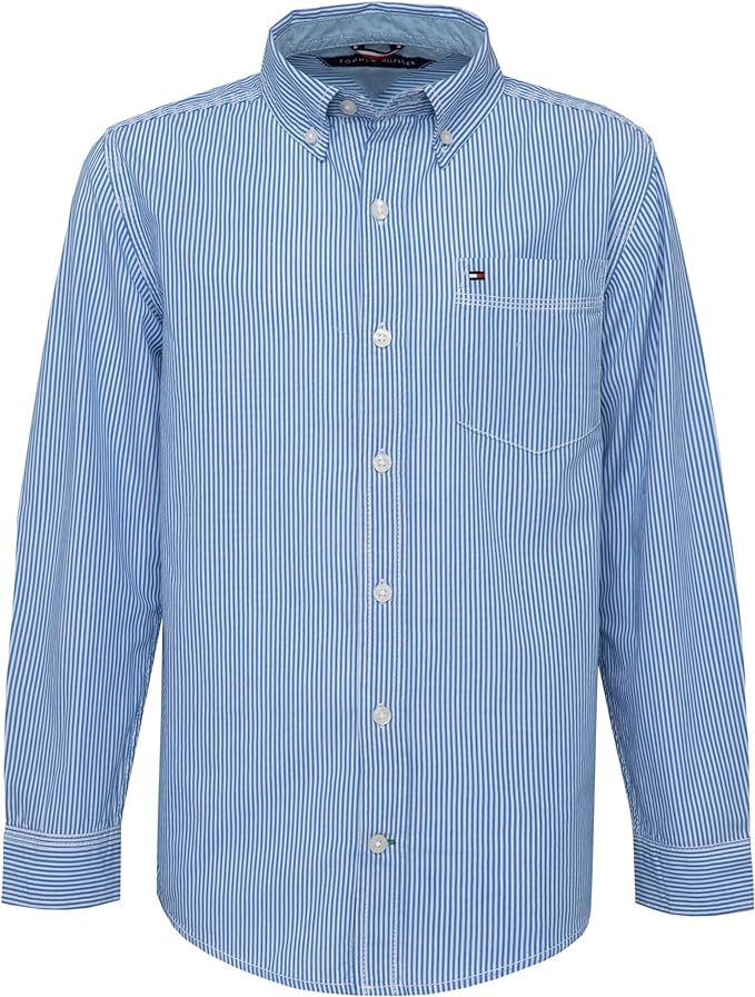Tommy Hilfiger Boys' Long Sleeve Woven Button-Down Shirt | Amazon (US)