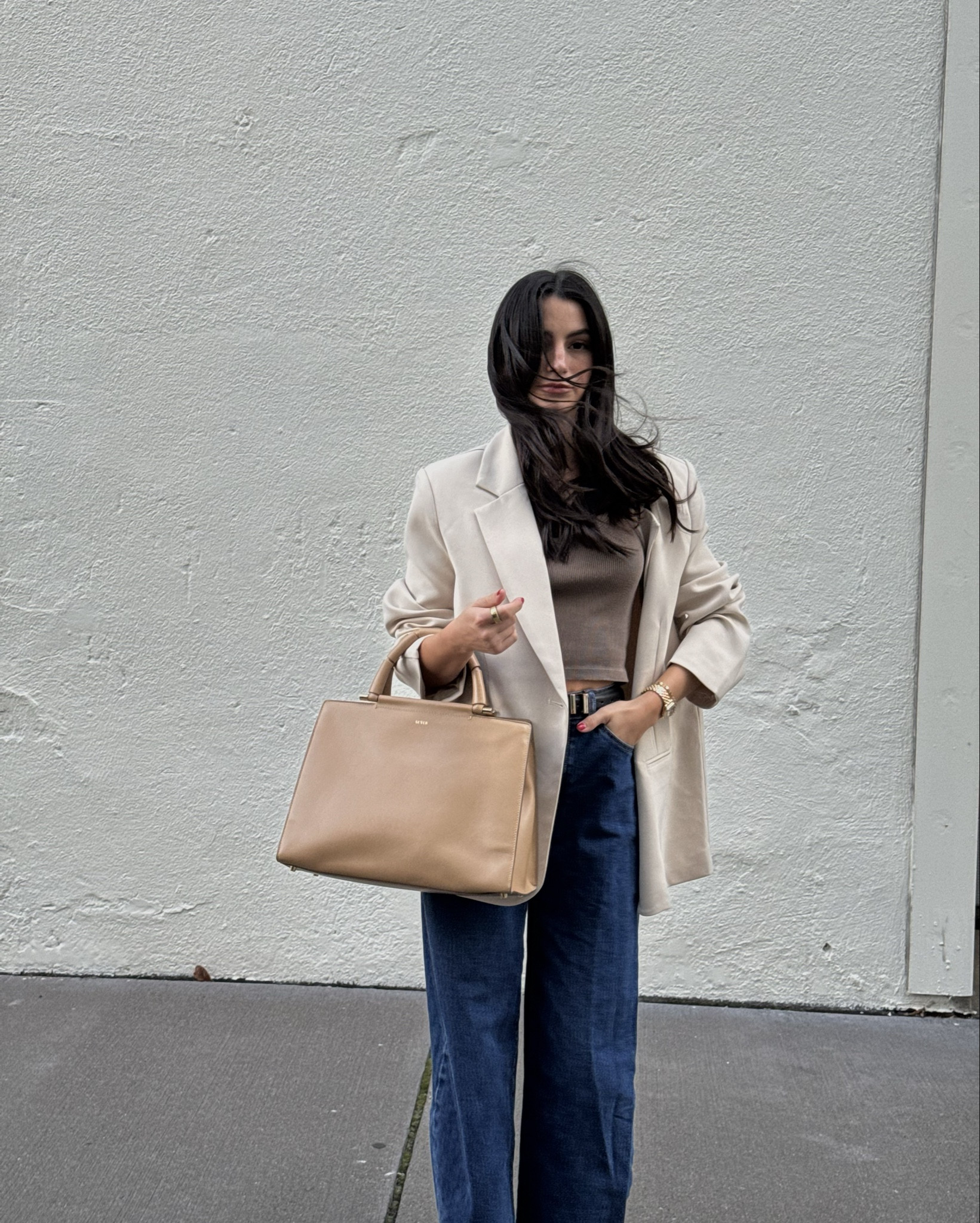 Casual work outfit 💼🤍

Bag is Seyer and tank is Brandy Melville! 

#LTKSeasonal #LTKWorkwear #LTKStyleTip