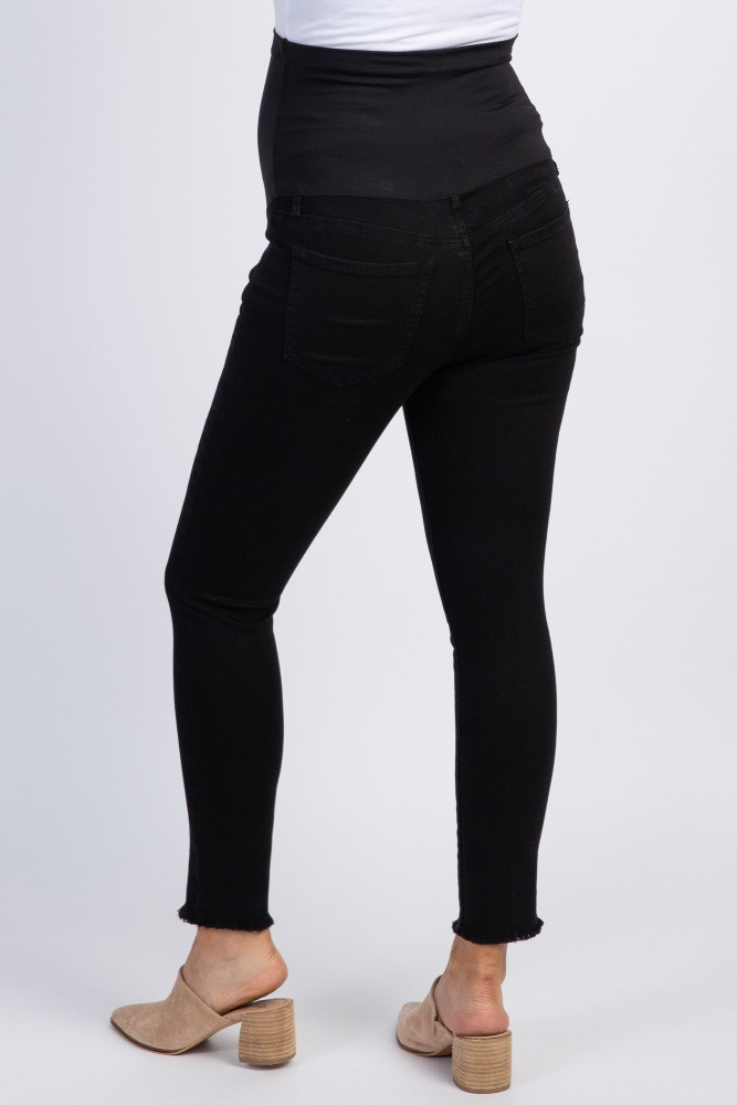 Black Raw Hem Maternity Jeans | PinkBlush Maternity