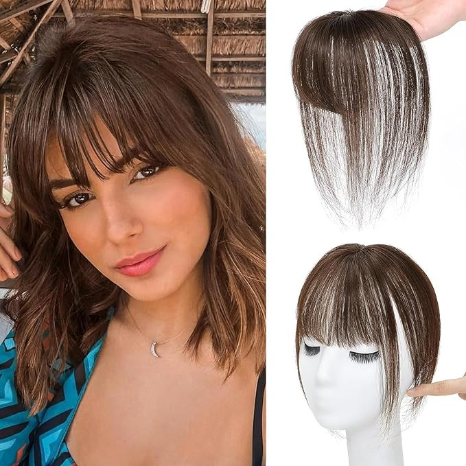 MORICA Bangs Hair Clip, 360° 3D Cover Clip in Bangs 100% Real Human Hair Toppers with Bangs，Ha... | Amazon (US)