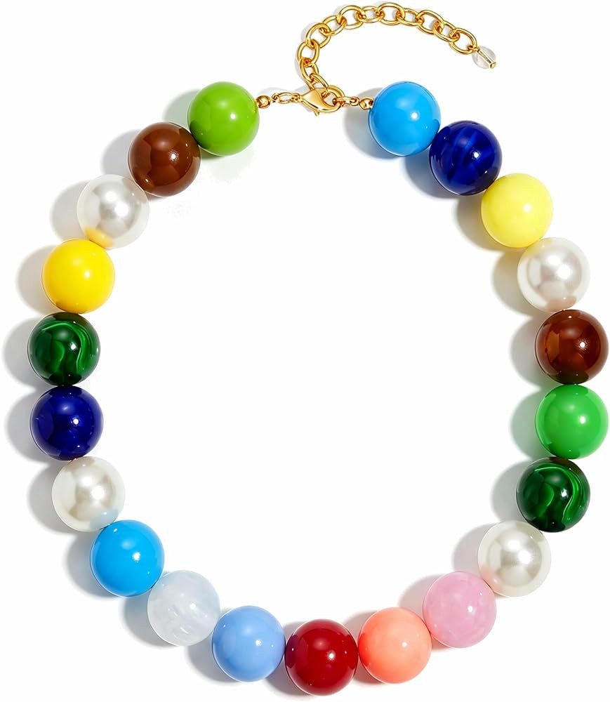 LILIE&WHITE Colorful Chunky Bead Necklaces For Women Trendy Boho Collar Statement Necklace Choker... | Amazon (US)