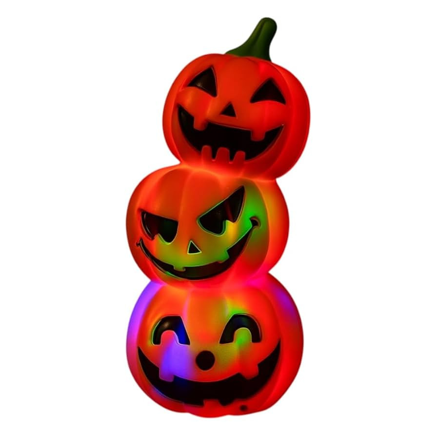 Light-Up Halloween Pumpkin Decoration – 5” Stacked Jack-O’-Lanterns with Motion Sensor, Spo... | Amazon (US)