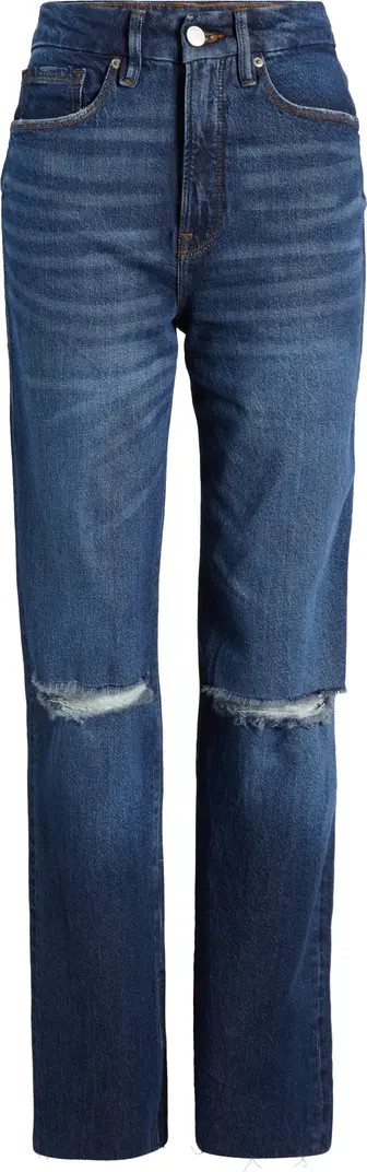 Good American Good Boy Split Hem High Waist Straight Leg Jeans | Nordstromrack | Nordstrom Rack