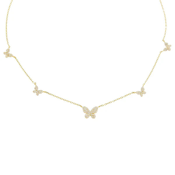 Pavé 5 Butterfly Necklace | Adina Eden