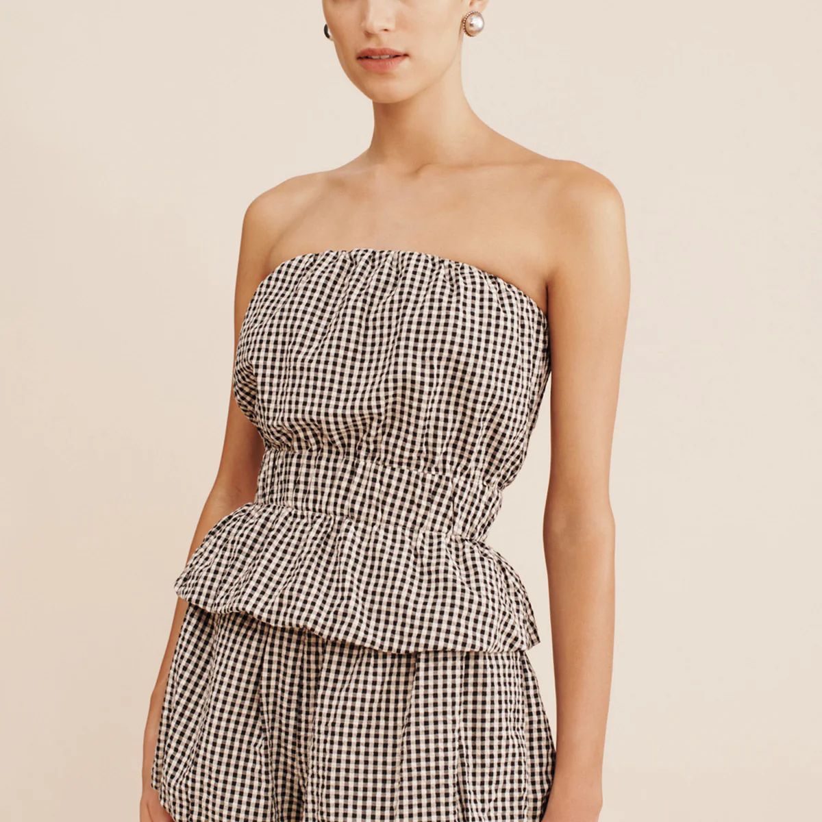 AURELIA STRAPLESS TOP - GINGHAM | POSSE (US)