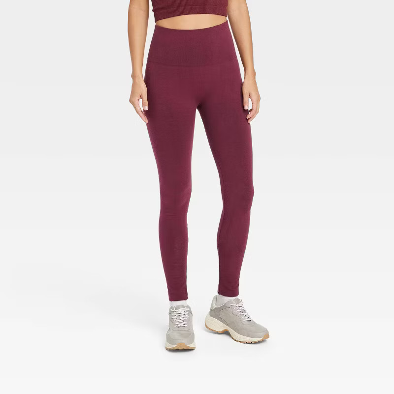 Women's High-Waist Cotton Seamless Fleece Lined Leggings - A New Day™ | Target