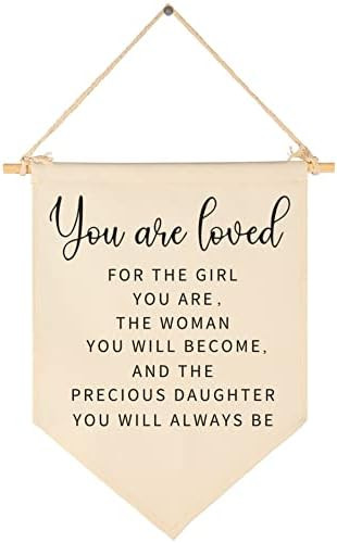 You are Loved for The Girl You are Gift for Girls-Canvas Hanging Pennant Flag Banner Wall Sign De... | Amazon (US)