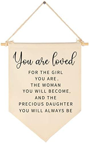 You are Loved for The Girl You are Gift for Girls-Canvas Hanging Pennant Flag Banner Wall Sign De... | Amazon (US)