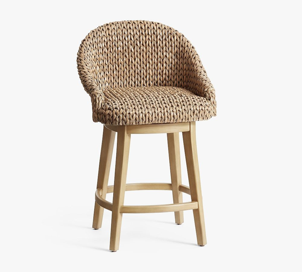 Seagrass Bucket Swivel Counter Stool | Pottery Barn (US)