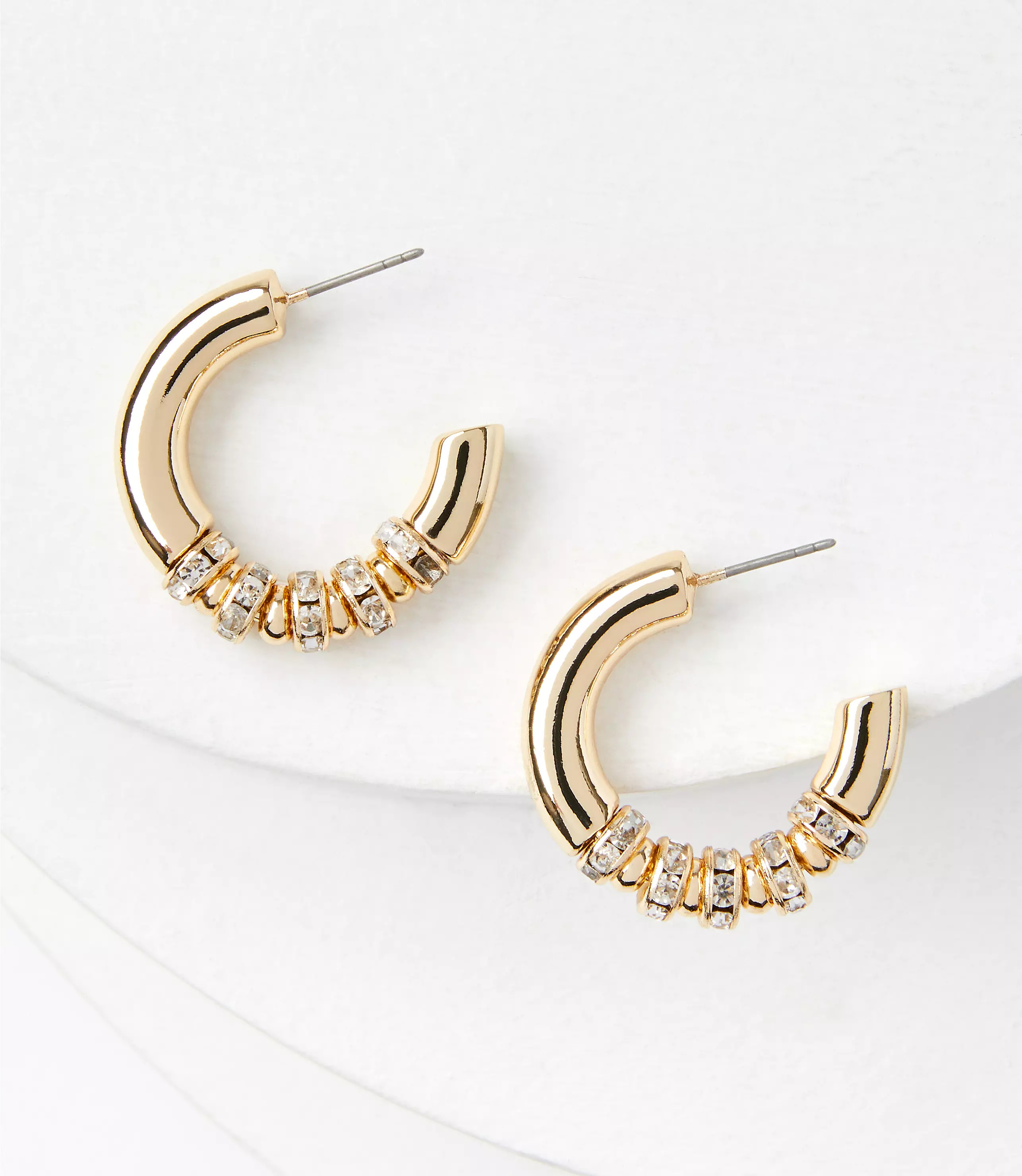 Crystal Inset Hoop Earrings | LOFT